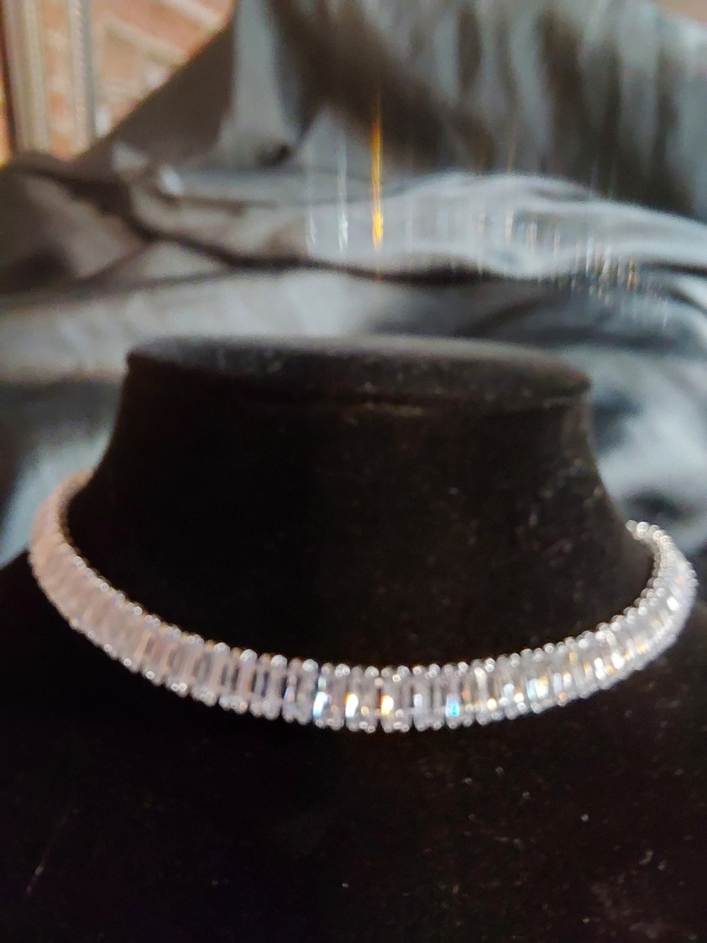 Rinestoned Baguette Choker Necklace